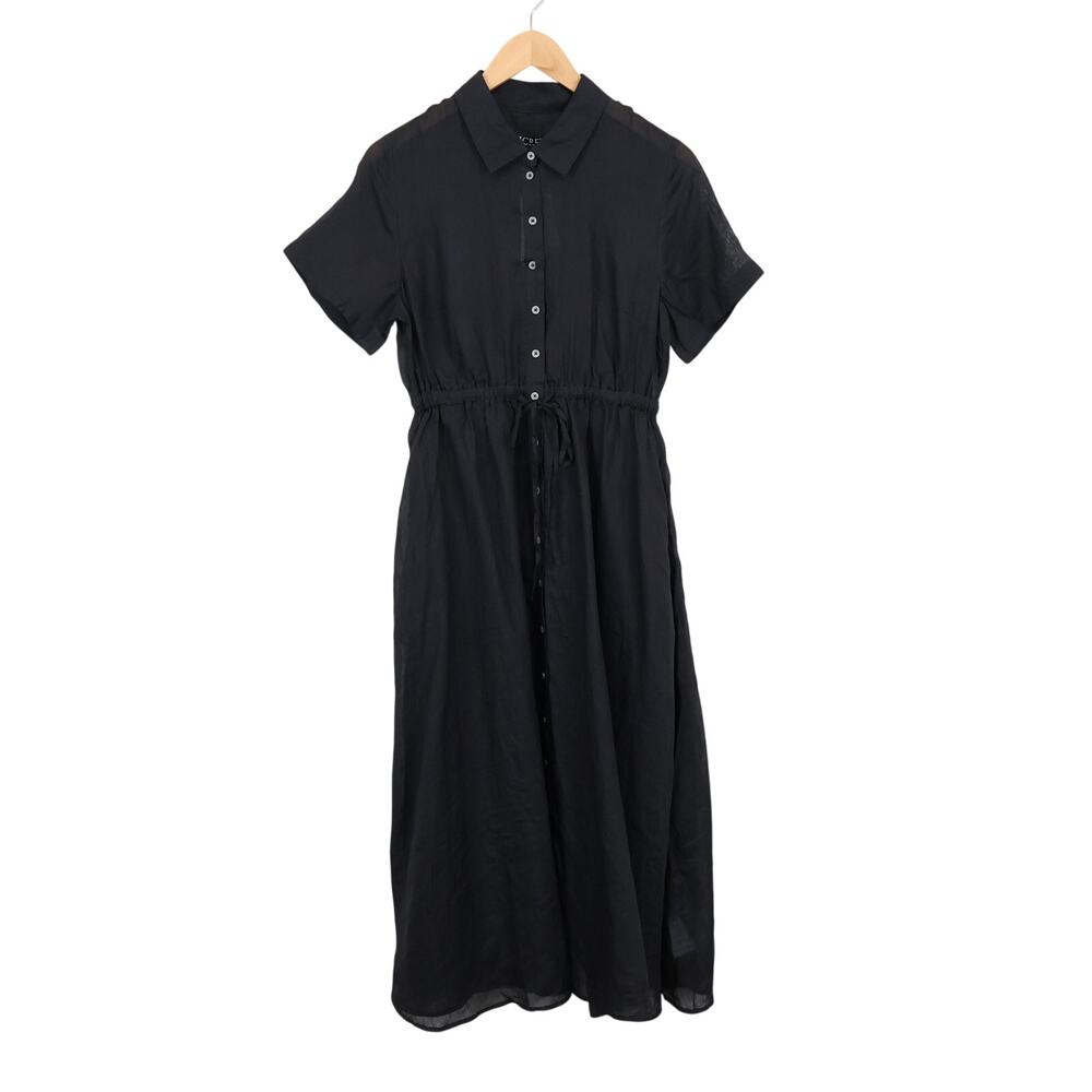 J.Crew Cerise Shirt Dress Ramie Black Size 8 Petite NWT - Picture 2 of 10